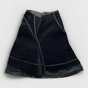 Vintage One Step Skirt Women 6 Black Corduroy A-Line Maxi Cottagecore Coquette